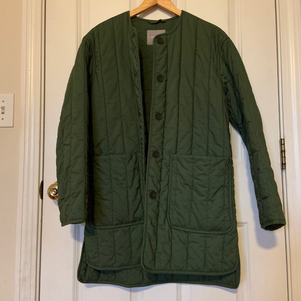Everlane Cotton Quilted Jacket Green Small